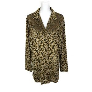 Vintage Diane Von Furstenberg Women Plus Size 2X Tunic Blouse Velvet Burnout